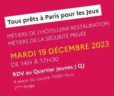 RDV le 19 décembre au forum emploi/formation "Tous prêts à Paris pour les Jeux"